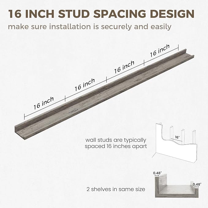 Axeman Grey Floating Shelves | 72 Inch Picture Ledge Shelf Set of 2 | Rustic - Image 3