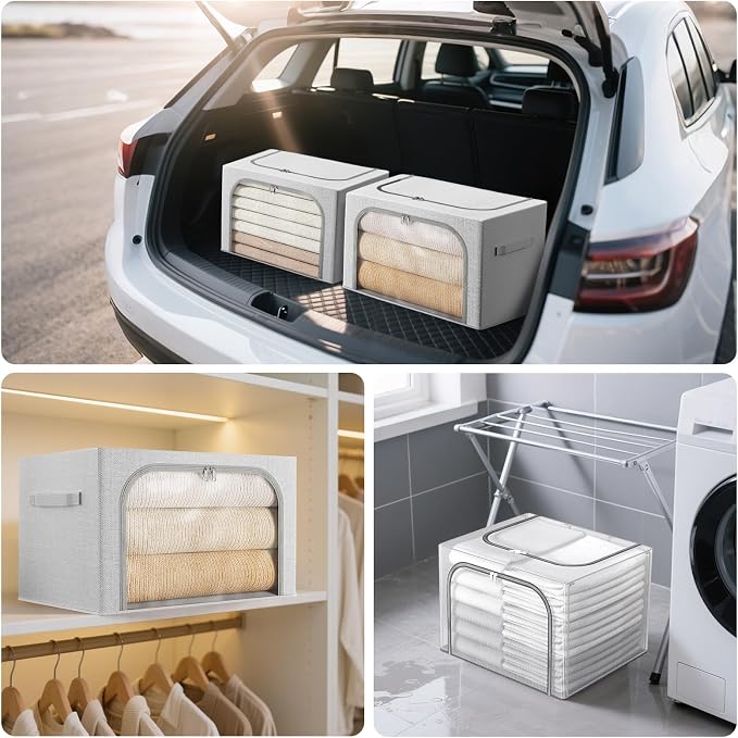 Large size 66L Fully Transparent Openings Clothes Storage Bins - Image 7