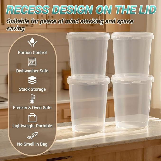 12 Pack 32 oz Clear Plastic Bucket - Image 7