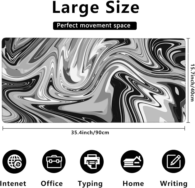 Desk Mat, Fluid Pattern Extended Gaming Mouse Pad, Large Non-Slip Rubber Base - Image 3