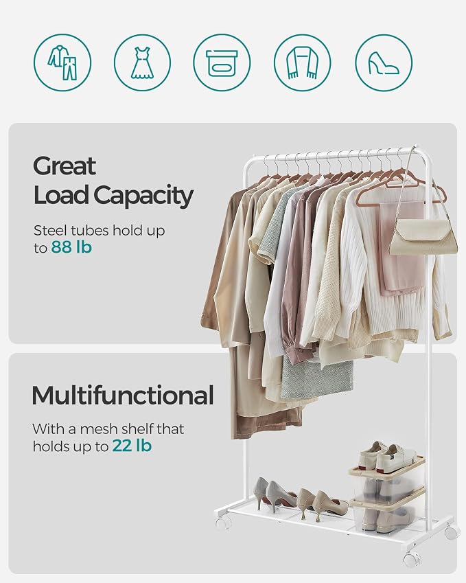 SONGMICS Clothes Rack with Wheels, Clothing Rack - Image 4