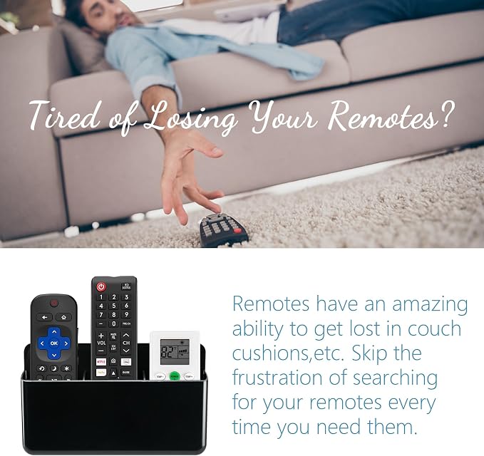 2Pcs Remote Control Holder Wall Mount, TV Remote Caddy Box Hollow Bottom Slot - Image 3