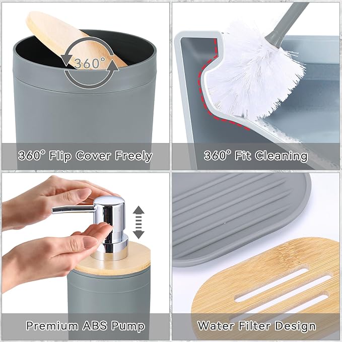 iMucci Bathroom Accessories Grey Bathroom Sets - Image 3