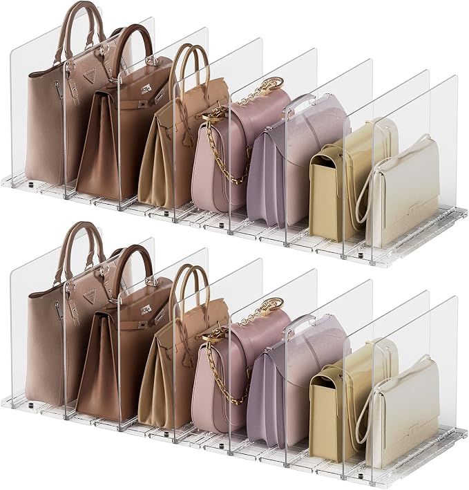 Purse Organizer for Closet Organizers and Storage, Adjustable Clear Shelf by Carcent