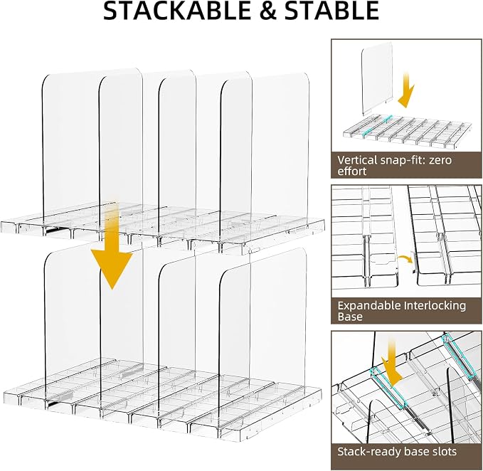 Bag & Purse Organizer for Closet Shelf Stackable Acrylic Shelf Dividers for - Image 5