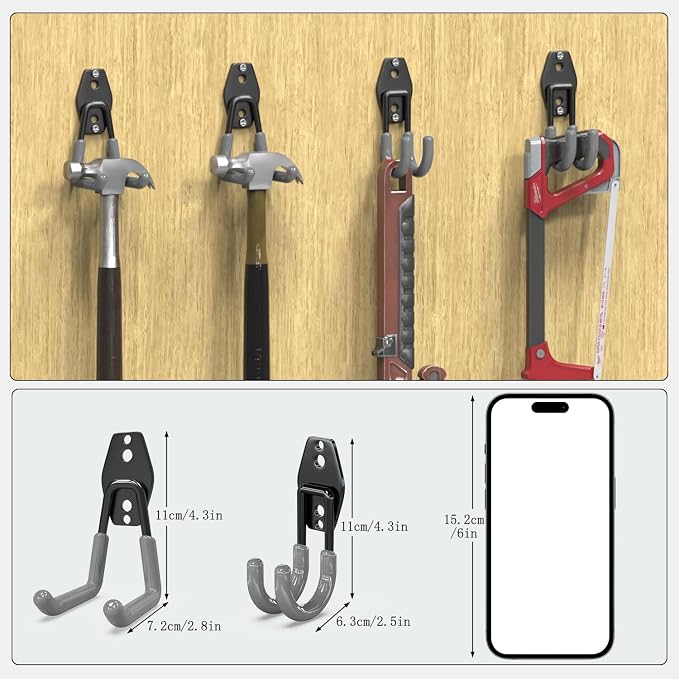 3-H Garage Wall Hooks 10 Pack, Garage Hooks Heavy Duty - Image 2