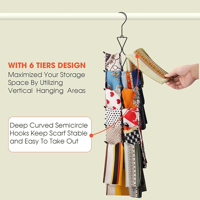 Scarf Hanger 12 Storages, Purse Hanger - Image 6