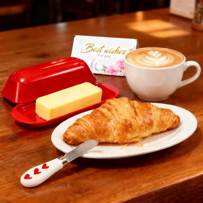 Butter Dish with Lid and Knife, Durable Countertop & Fridge Butter Keeper - Image 2