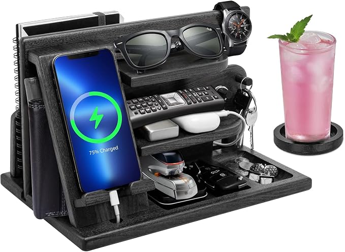 Gifts for Men Christmas, Wood Phone Docking Station, Mens Gifts for Birthday or by 1STKER