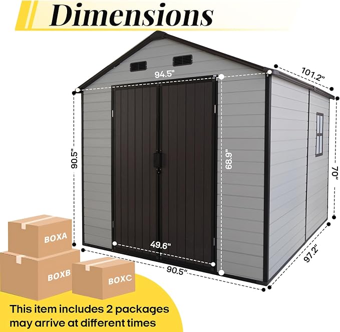 8x8ft Resin Outdoor Storage Shed - Image 7