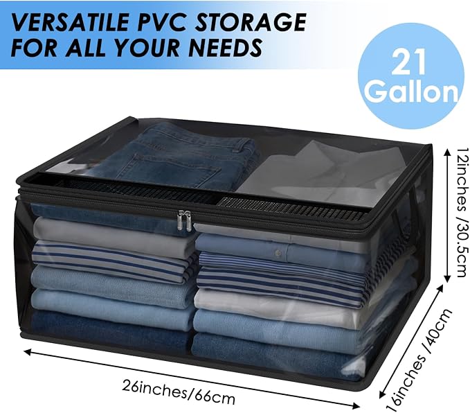 Fixwal 80L Large Storage Bags 4 Pack Clothes Storage Bins Foldable Thick - Image 2