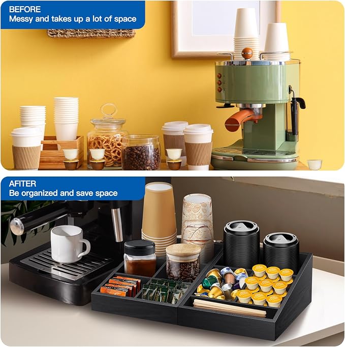 Coffee Station Organizer Coffee Condiment Service Tray - Image 3
