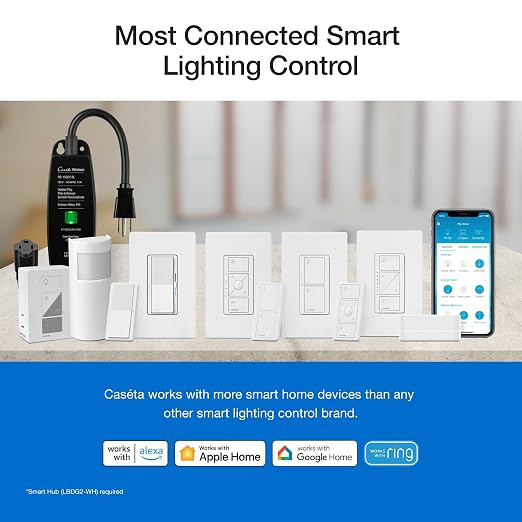 Lutron Caseta Original Smart Dimmer Switch Kit w/ Hub, - Image 8