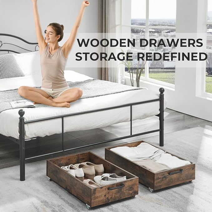 Under Bed Storage with Wheels, Composite Wood Organizer - Image 7