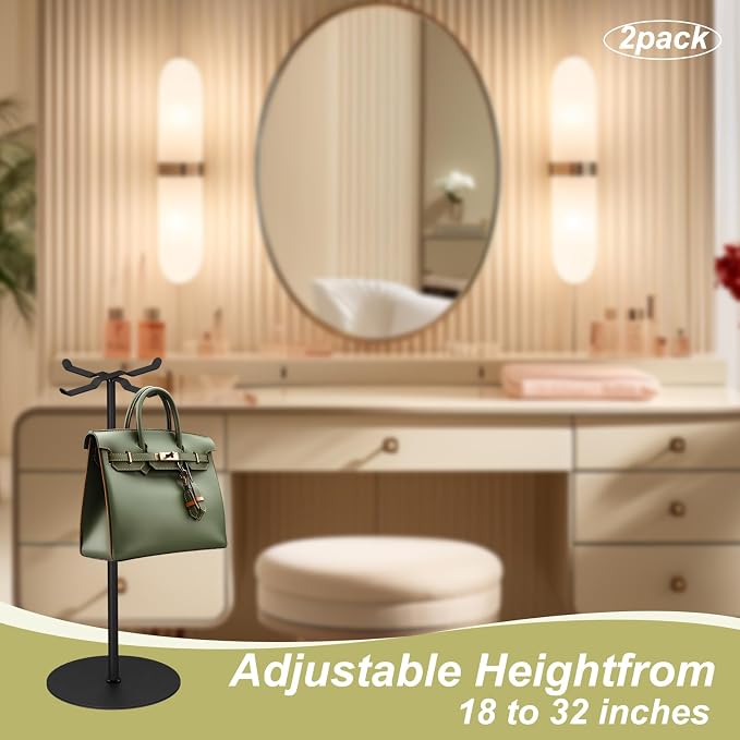 2pack Purse Display Stand, Tabletop Adjustable Hook Handbag Display Stand - Image 3