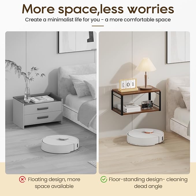 Floating Nightstand, Wood Bedside Shelf Wall Mounted Nightstand, Floating - Image 5