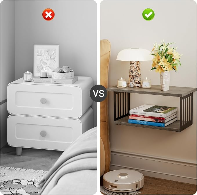 Floating Nightstand Set of 2, 2-Tier Floating Shelves Wall Mounted, Floating - Image 7