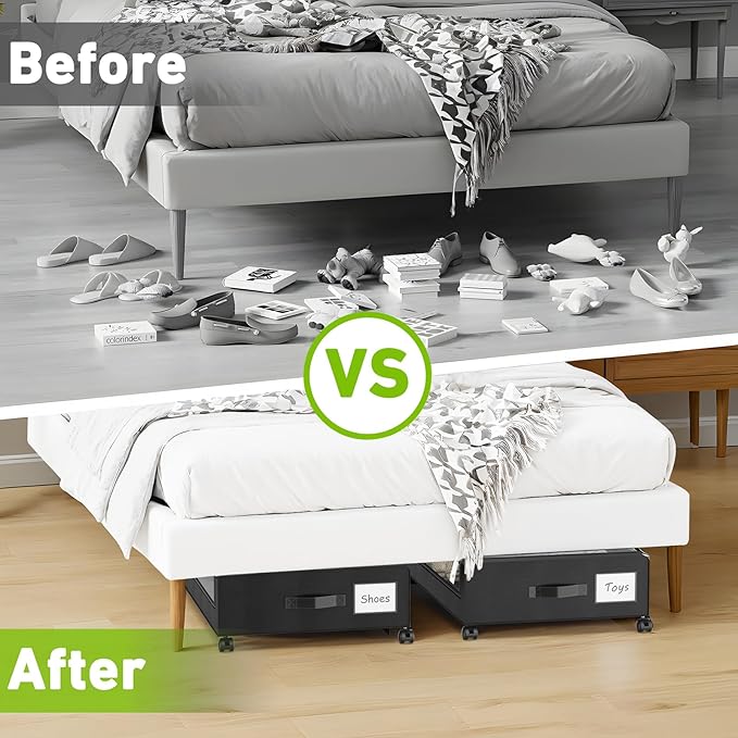 Under Bed Storage with Wheels, Under Bed Shoe Storage Organizer, Rolling Under - Image 6