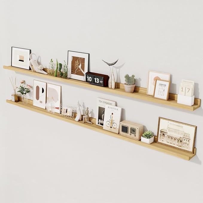 Axeman Oak Floating Shelves | 72 Inch Picture Ledge Shelf Set of 2 | Rustic Oak by Axeman