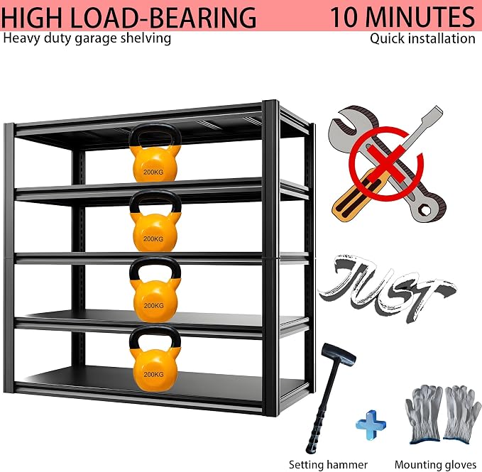 Storage Shelving Unit Adjustable Heavy Duty Garage Shelves Metal Organizer - Image 7