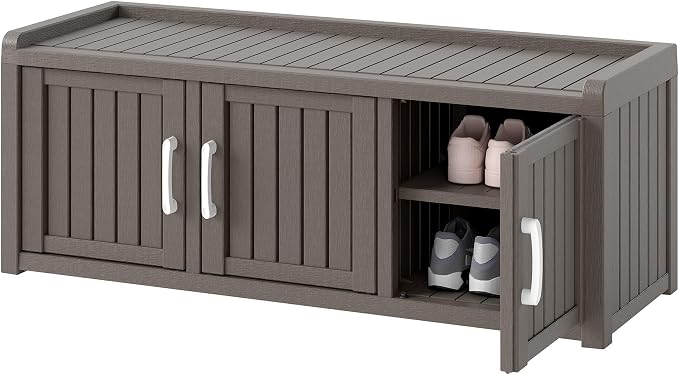 KAMABOKO Shoe Storage Cabinet Waterproof UV-Resistant, Entryway Storage Bench by KAMABOKO