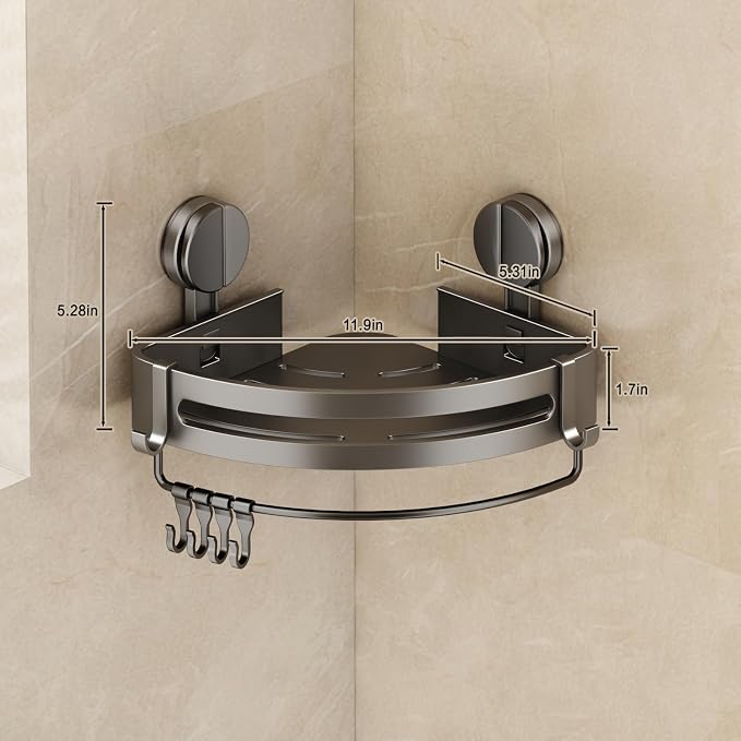 VOLPONE Shower Caddy Suction Cup, 2 Pack Corner Shower Shelves No Drilling - Image 2