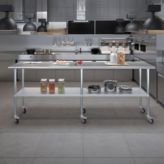 AmGood 96" Long x 24" Deep Stainless Steel Table - Image 9