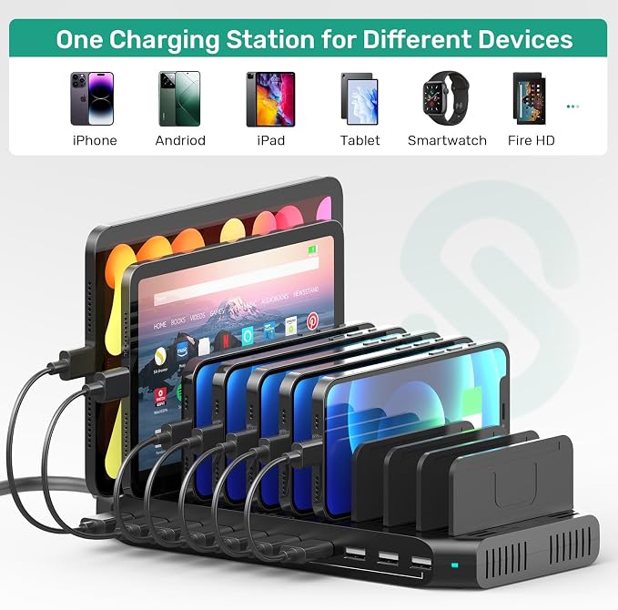 10-Port Multi Charging Station, 60W USB Tablet Charging Station - Image 2