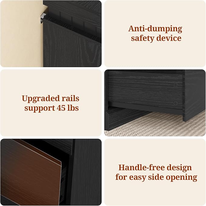 Tall Black 5 Dresser for Bedroom, Sliding Top Storage Space, Modern Wood Drawers - Image 9