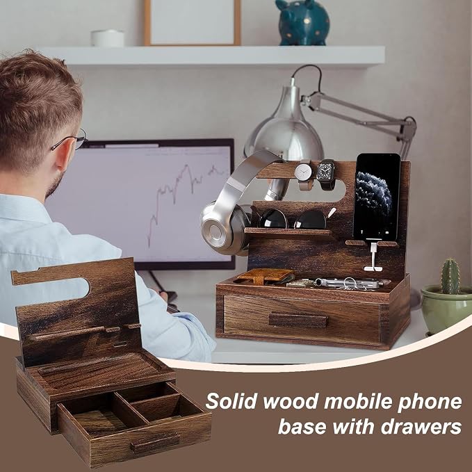Night Organizer – Wood Phone Dock Station, Desk Organizer - Image 3