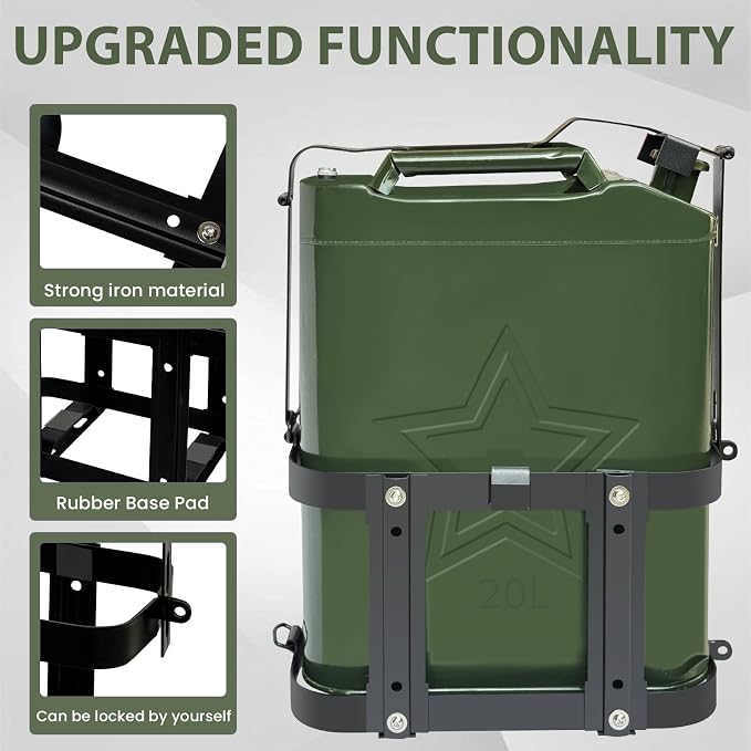 JUST-V Jerry Gas Can Holder 5 Gallon Water Storage Containers Holder Mount Only - Image 4