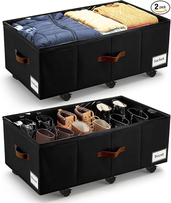 11 inch Under Bed Storage with Wheels, Foldable Under Bed Drawers by Unknown