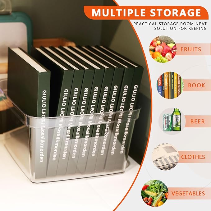 MOONEDGE 8-Pack Clear Plastic Storage Bins — Open-Top PET Containers and - Image 5
