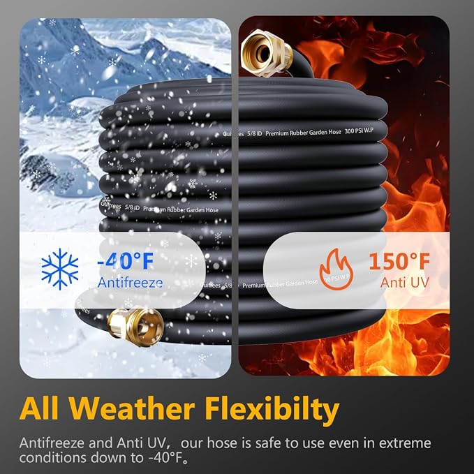 90FT 5/8 Heavy Duty Rubber Garden Hose - Image 6