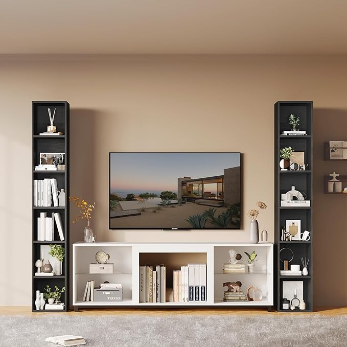 oneinmil Tall Narrow Bookshelf, 5-Tier Cube Display Rack, Modern Corner - Image 4