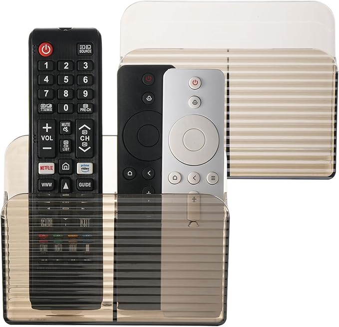 LINFIDITE 2 Pack Adhesive TV Remote Control Holder Wall Mount TV Remote Holder by LINFIDITE