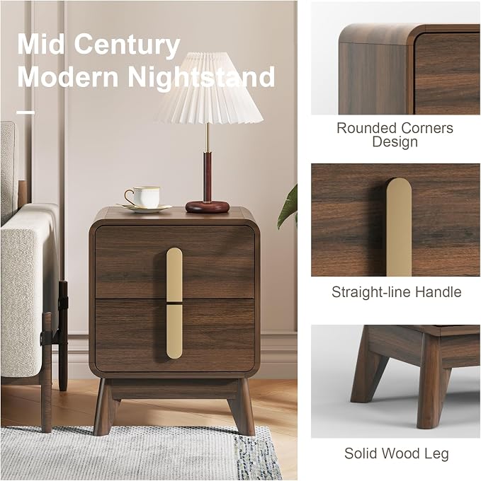 Mid Century Modern Bedroom Set, 6 Drawer Dresser and Nightstand Sets - Image 7
