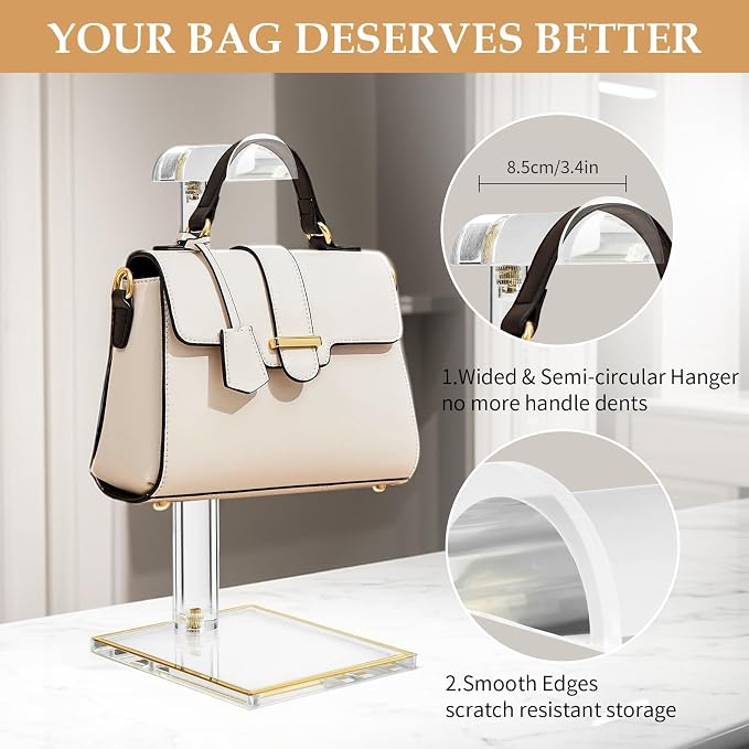 2Pcs Purse Display Stands, Height Adjustable10"-16"+14"-24", Acrylic Handbag - Image 3