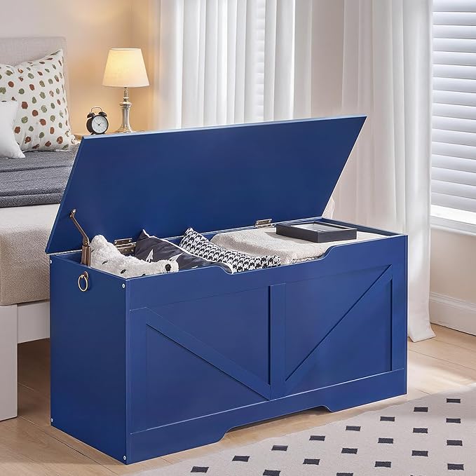 HOOBRO Storage Bench, 39.4" Retro Wooden Storage Chest - Image 5