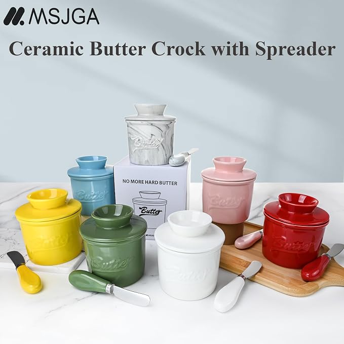 Ceramic Butter Crock with Lid & Spreader Knife, Butter Keeper - Image 7