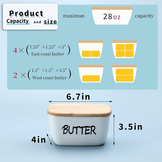 HAOTOP Large Porcelain Butter Dish - Image 2
