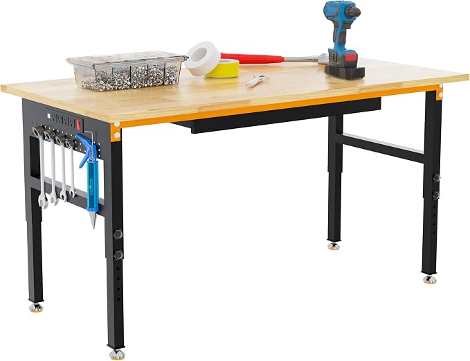 Betterhood 60" Adjustable Height Workbench, 2000 LBS Heavy Duty Work Table - Image 9