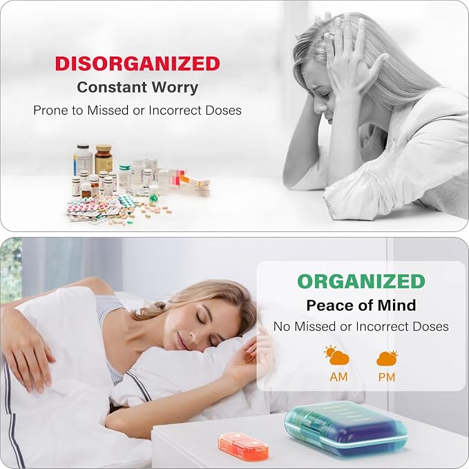 Weekly Pill Organizer 2 Times a Day, 7 Day Pill Box 2 Times, Portable - Image 4