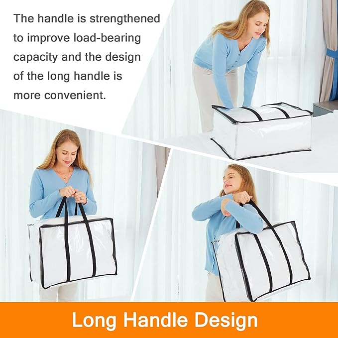 Vieshful 7 Pack Clear Comforter Storage Bag, 110L Over-Sized Clothes Storage Bag - Image 4