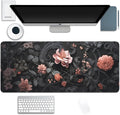 Black Art Flowers Mouse Pad, Large Vintage Floral Mousepad Desk Pad by Unknown