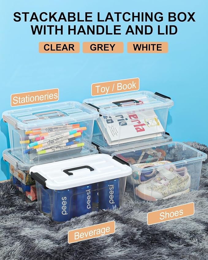 6 Pack Plastic Storage Bins - Image 4