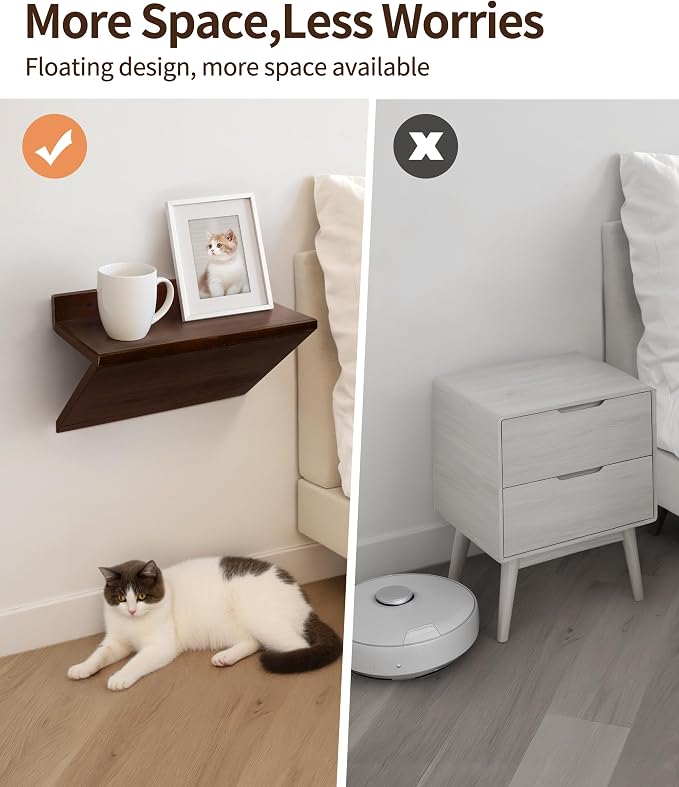 Floating Nightstand, Modern Wood Floating Bedside Table Z-Shape Wall Mounted - Image 5
