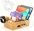 Bamboo Charging Station for Mutil Devices, Desktop Charging Station Organizer by LEOKKARR