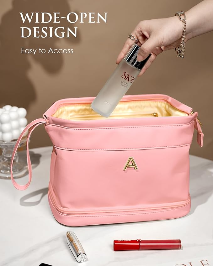 Gifts for Teacher-Initial Makeup Bags, Personalized Double Layer Cosmetic Bag - Image 5