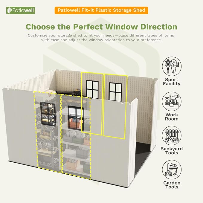 Patiowell 8x10 FT Plastic Shed Outdoor Storage Shed - Image 5